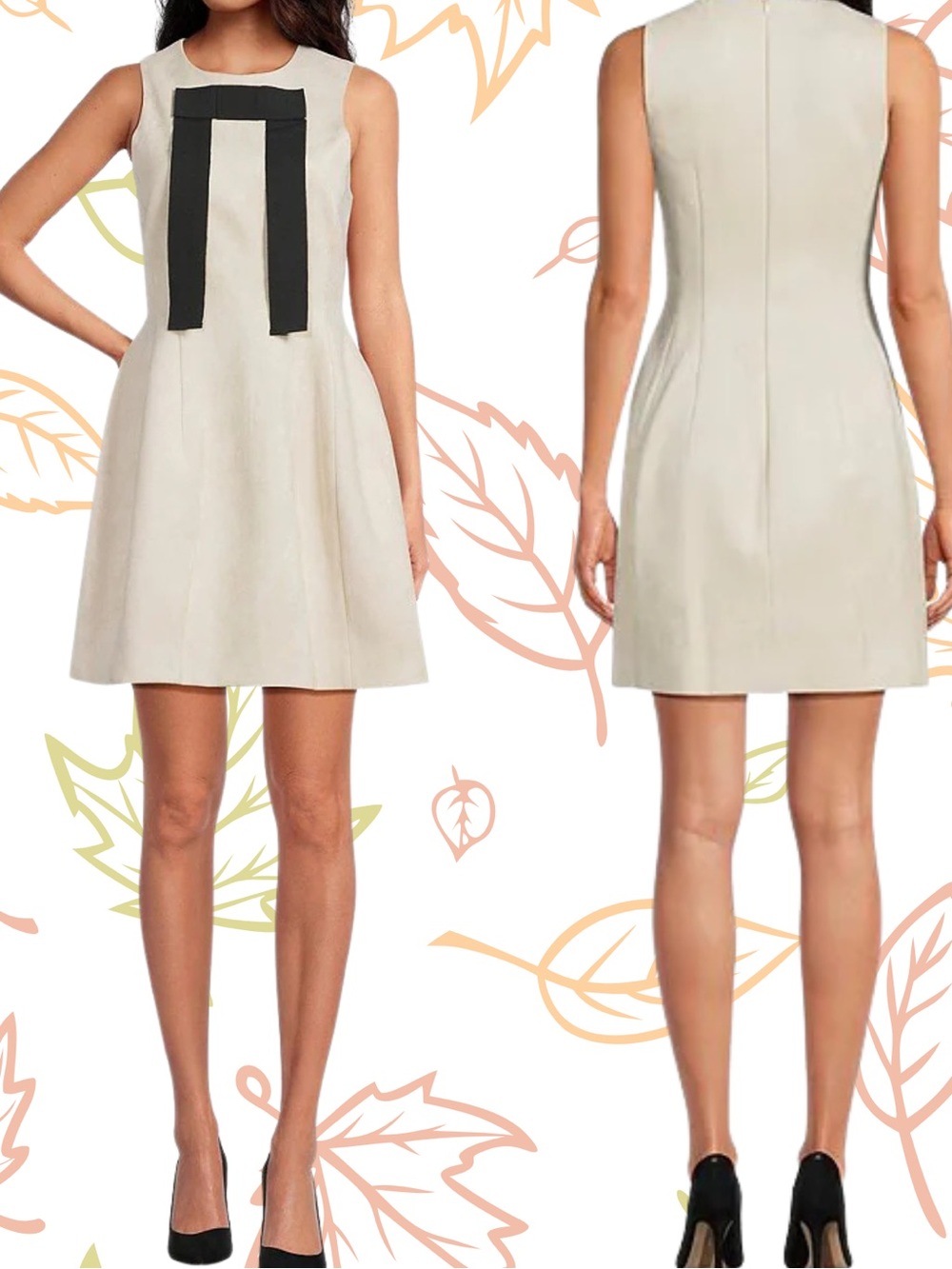 Women A loves A Soft beige Faux Suede Bow Front Sleeveless fall mini dress large